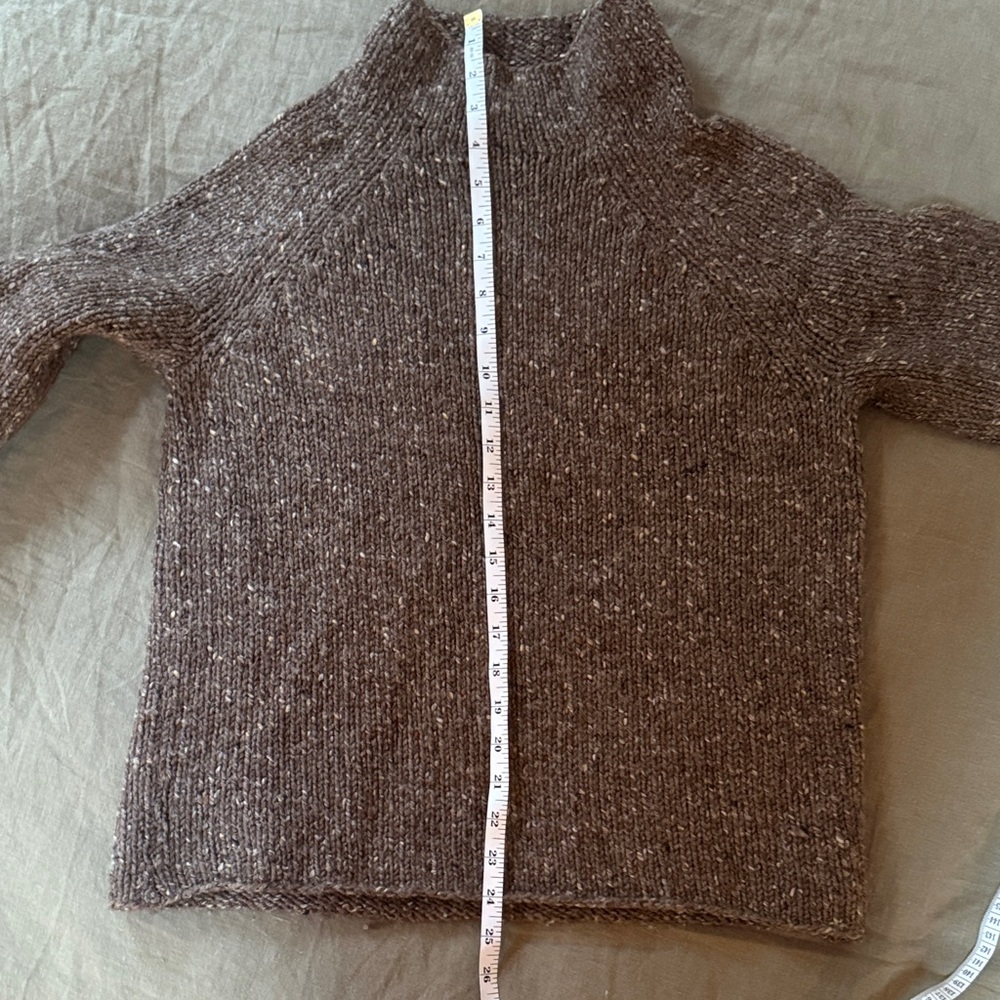 Handmade 100% Wool Brown Knit Sweater - Picture 4 of 6